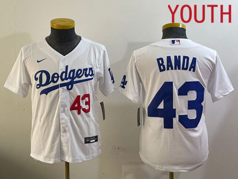 Youth Los Angeles Dodgers #43 Banda White Game 2024 Nike MLB Jersey style 12092->youth mlb jersey->Youth Jersey